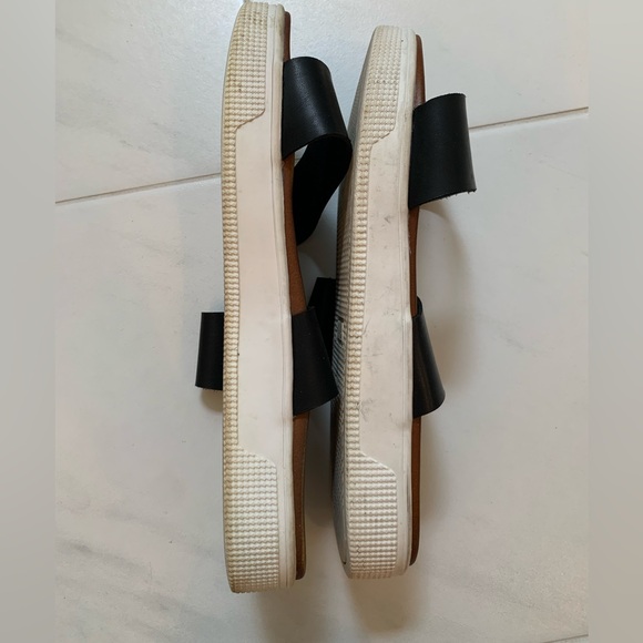 Mia Chunky Black Strap Sandals with White Soles - Picture 5 of 9